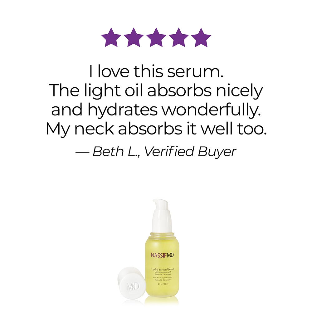 Hydro Screen Serum for Face, Neck, and Hand Skin - NassifMD® Skincare